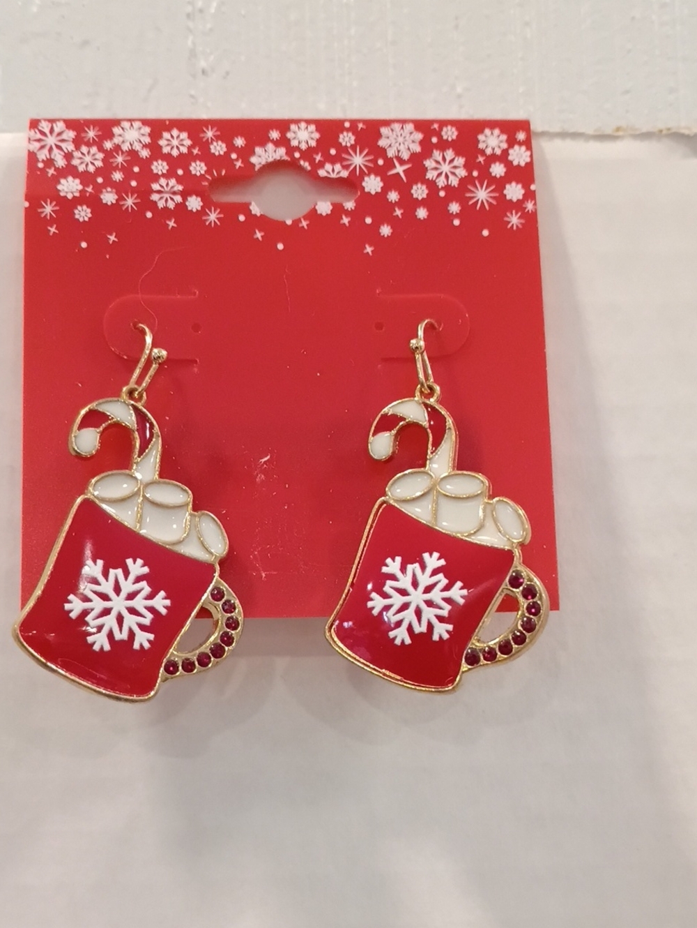 Kohl's Red & White Hot Cocoa Snowflake Drop Earrings